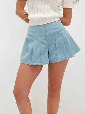 Free People We the Free Crvy Collection Lily blue high rise shorts size 24 NWOT